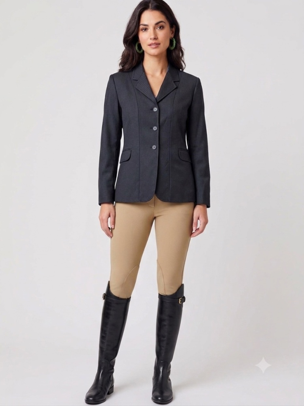 Ovation Dark Navy/Black Show Coat Blazer for Women, Sz 3, Handcrafted in India